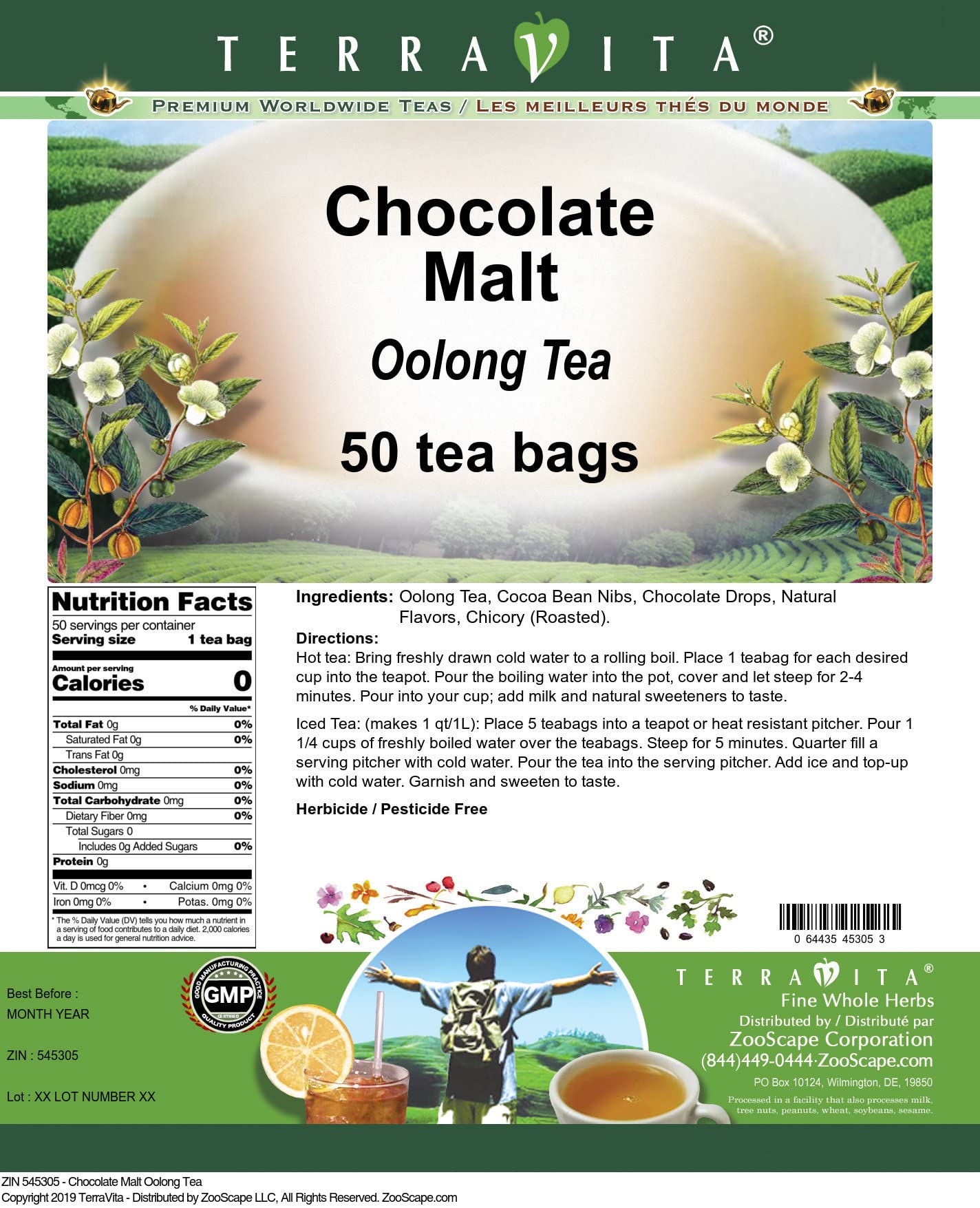 Premium Chocolate Malt Oolong Tea Bags - 50 Count (ZIN: 545305) | Rich Flavor Loose Leaf Tea Alternative | Perfect for Afternoon Relaxation & Gift Giving