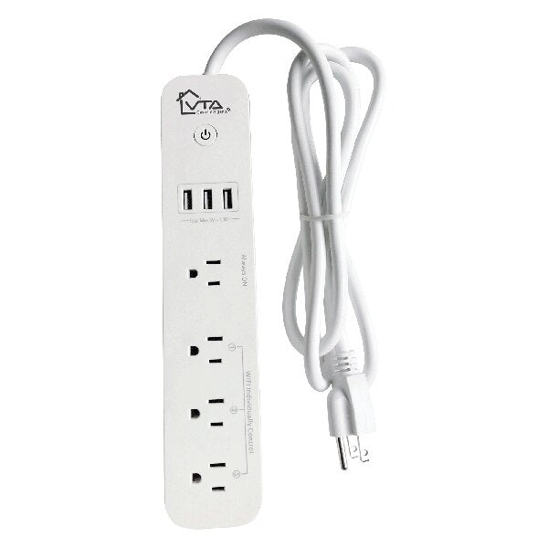 Smart Power Strip with 4 Outlets & 1.5M Cord - Perfect for Home Office, Gaming Setup & Entertainment Center