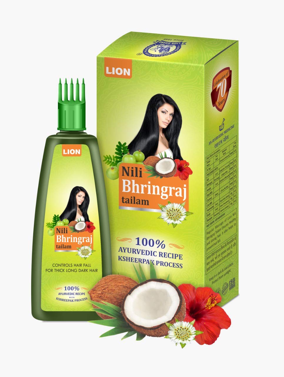 Lion Nili Bhringraj Tailam Herbal Hair Oil - Natural Ayurvedic Treatment for Hair Growth, Dandruff & Scalp Care | Promotes Strong, Shiny & Healthy Hair | Perfect for Daily Hair Care & Scalp Massage