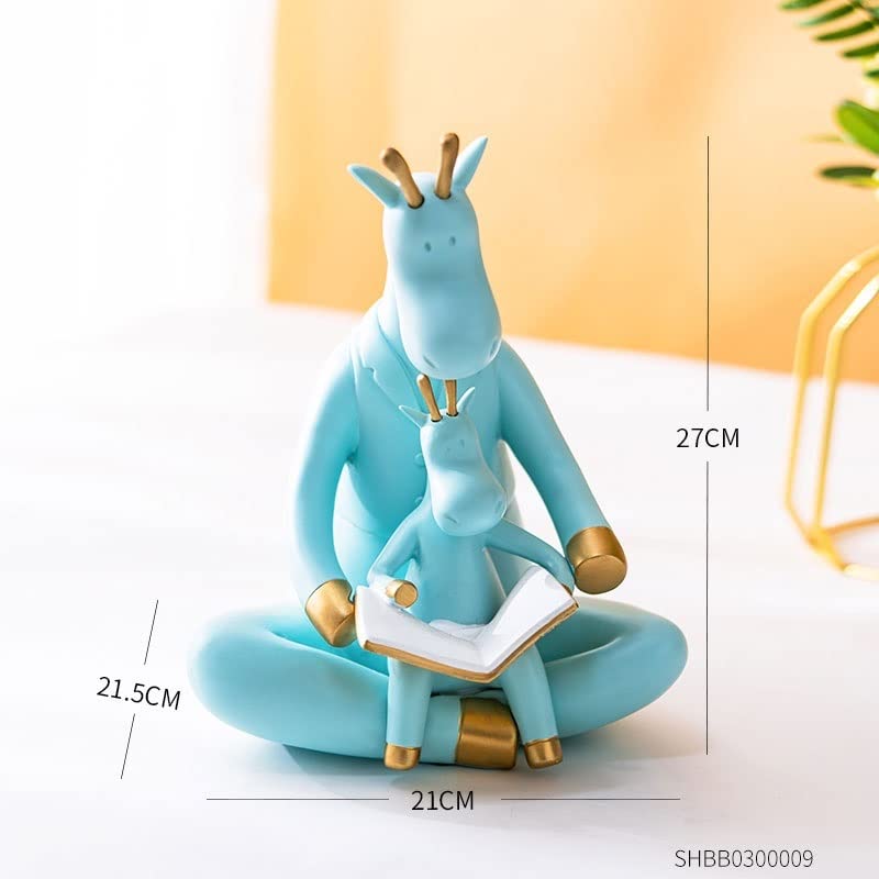 Handmade Resin Deer & Cow Figurine Statue - Modern Home Decor Sculpture for Living Room, Office Desk, Shelf Display | Unique Gift Idea for Housewarming, Birthday, Christmas | Elegant Desktop Ornament (Color: A)