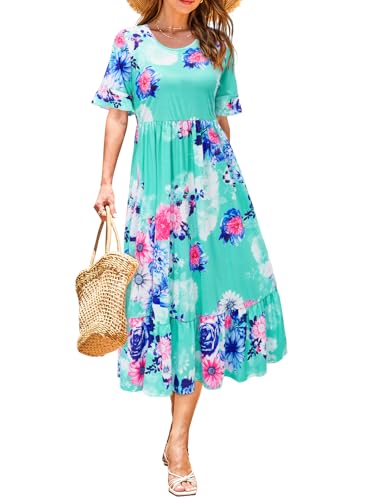 Turquoise Blue Pink Floral