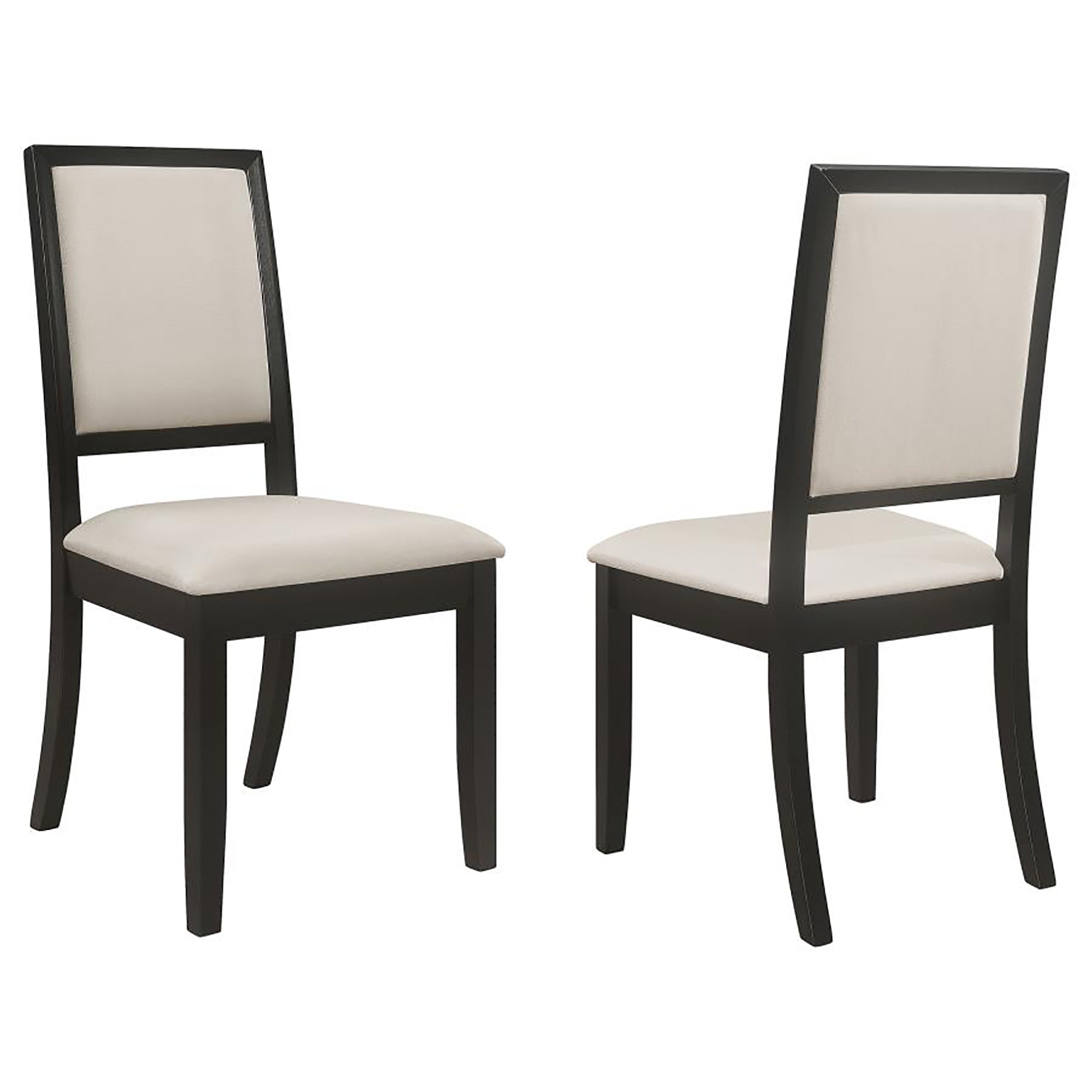Cream and Black Upholstered Side Chairs (Set of 2) - Modern Dining Room Chairs for Kitchen, Living Room, and Office - Comfortable Accent Chairs for Home Decor
