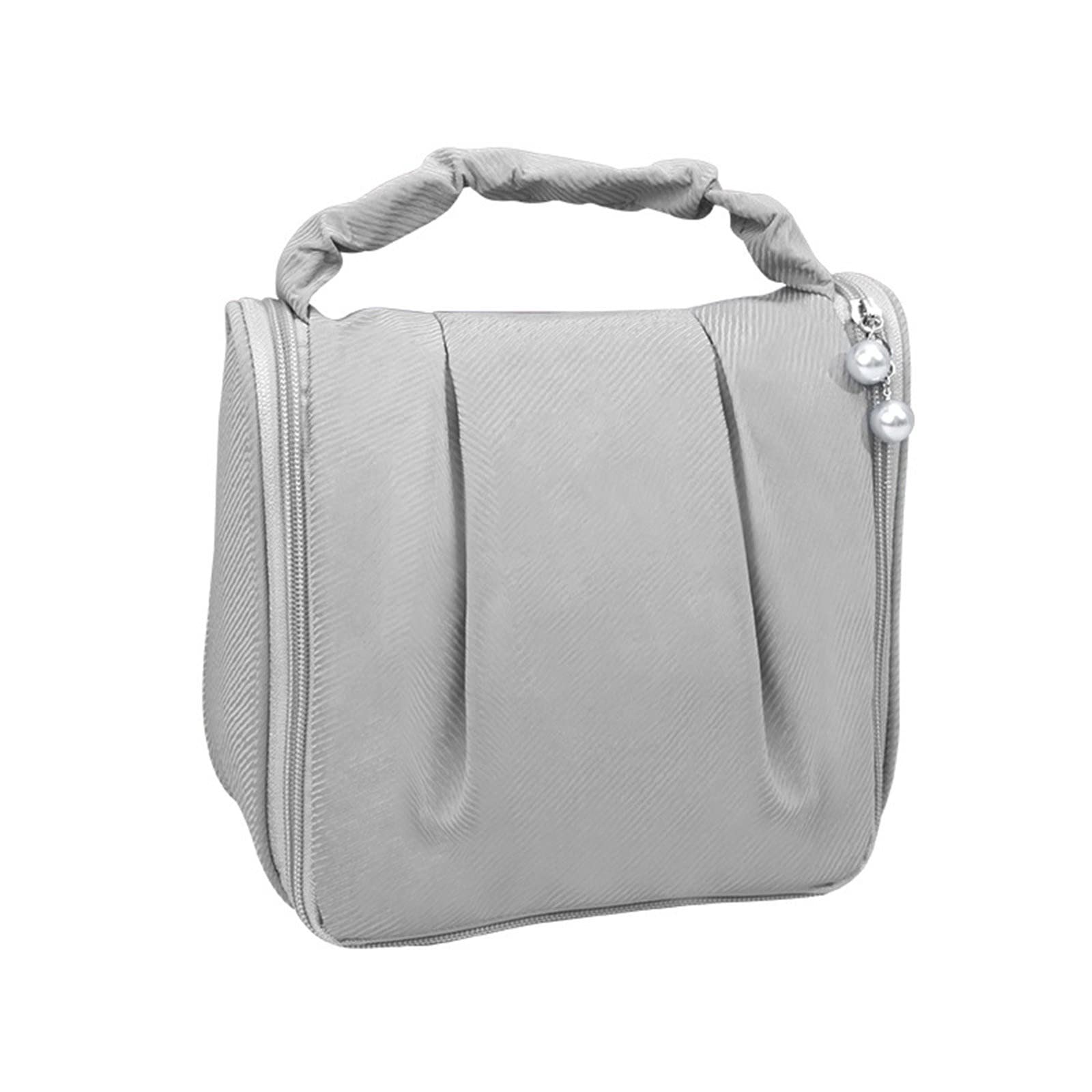 Waterproof Leather Hanging Travel Cosmetic Bag - Foldable Makeup Organizer with Multiple Compartments for Toiletries | Perfect for Vacation, Gym & Daily Use