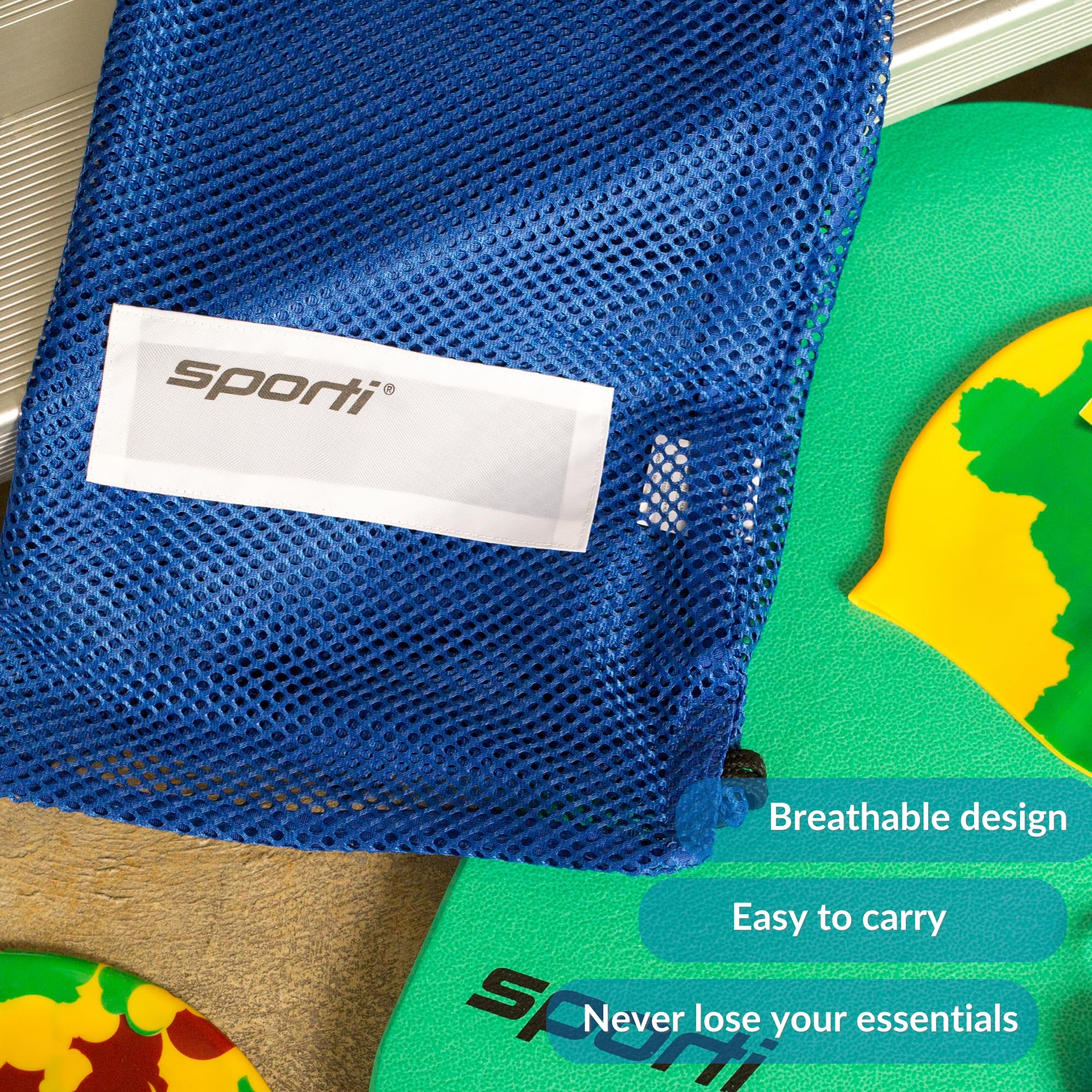 Sporti Mesh Drawstring Backpack - Waterproof Swim Bag for Swimmers & Beach Gear - Lightweight Sports Equipment Storage for Pool, Gym & Travel Accessories