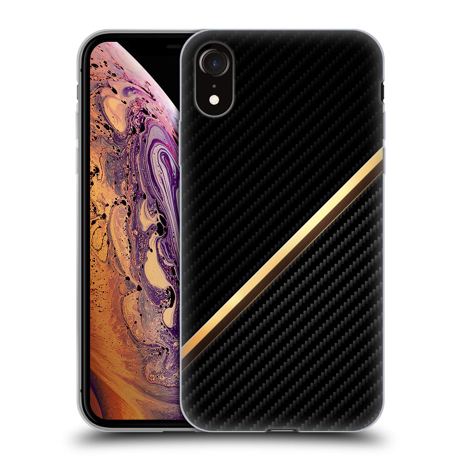 Official Alyn Spiller Gold Carbon Fiber Soft Gel Case for iPhone XR - Slim Protective Cover with Premium Design | Perfect for Everyday Use, Travel & Gift Giving