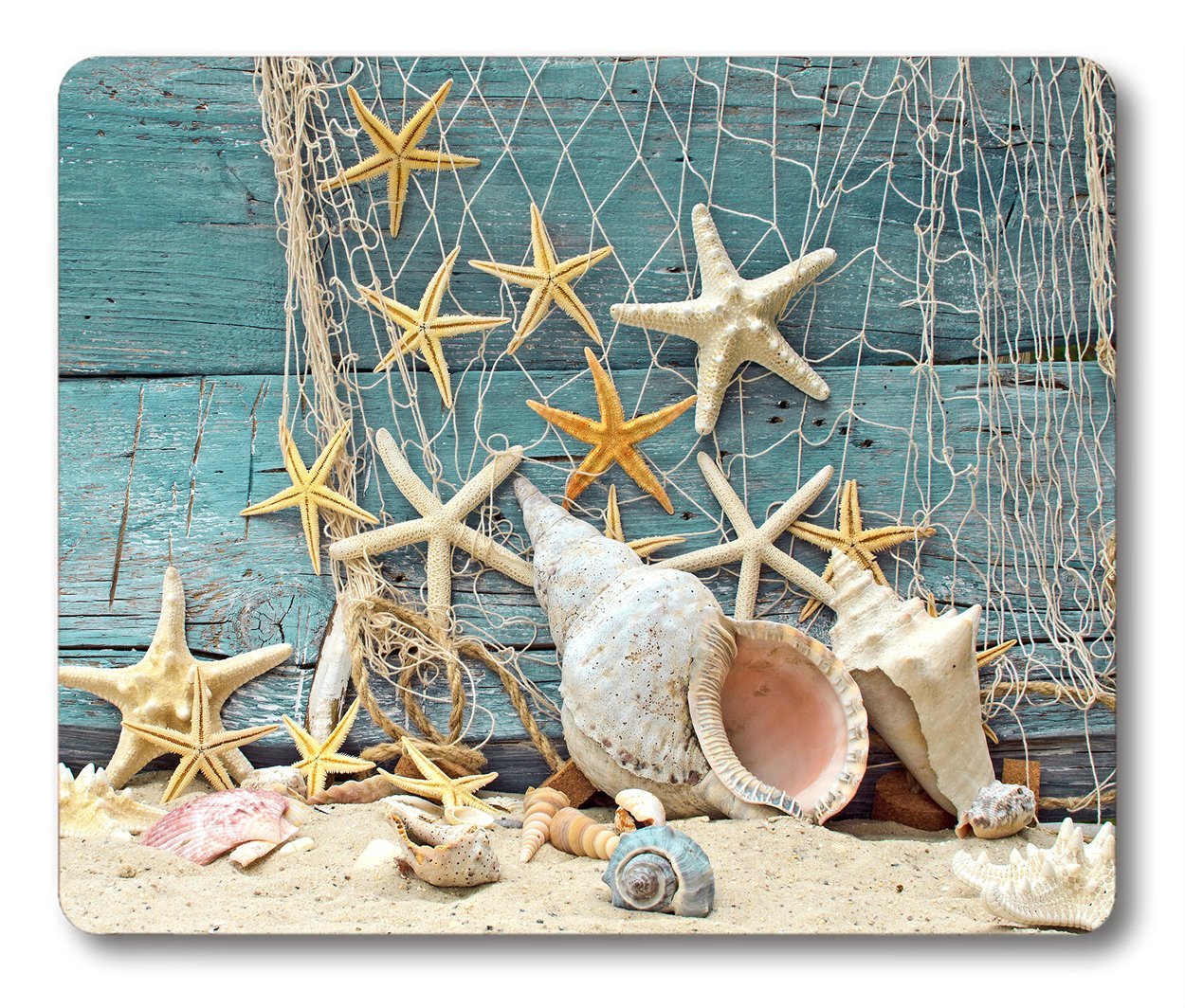 Non-Slip Rubber Gaming Mouse Pad with Seashell Conch Starfish Design - Perfect for Beach Themed Office, Gaming Setup & Coastal Decor
