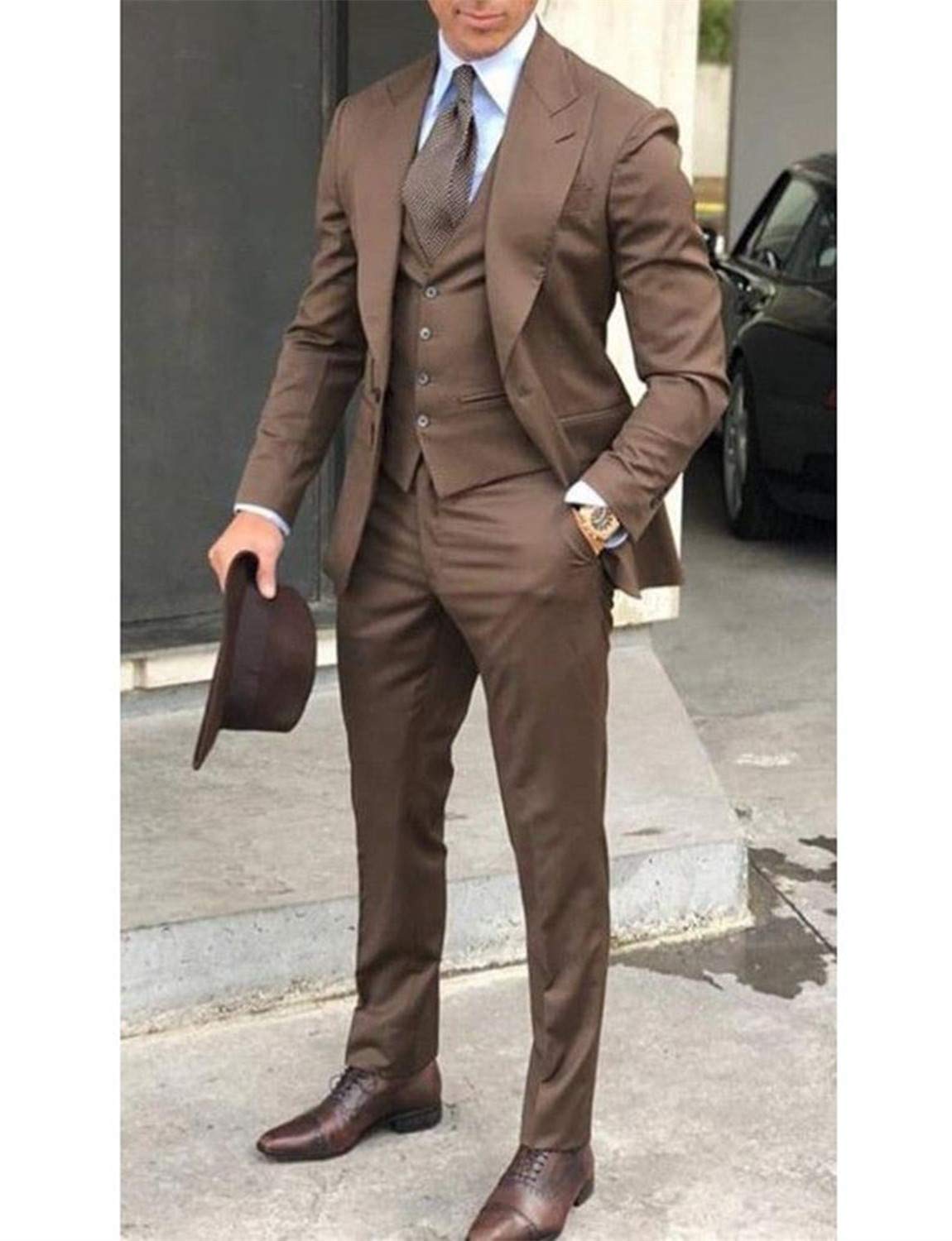 Men's 3-Piece Suit with Peak Lapel - Business Formal & Smart Casual Office Wear for Weddings, Interviews & Professional Events