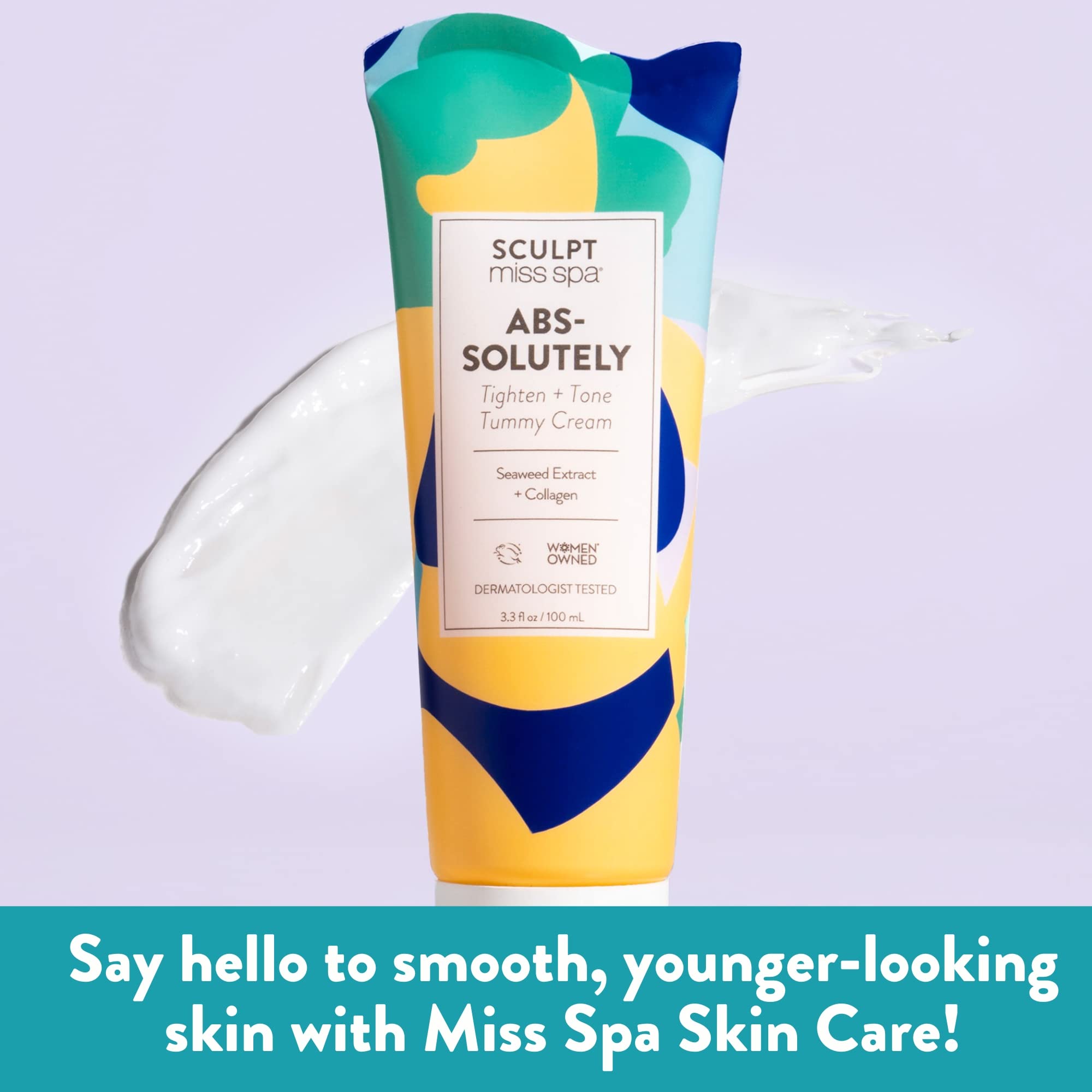 MISS SPA Tightening & Firming Tummy Cream with Collagen - Anti-Aging Body Lotion for Abdominal Tone & Skin Elasticity (3.3 fl oz) | Post-Pregnancy, Weight Loss & Daily Body Care Solution