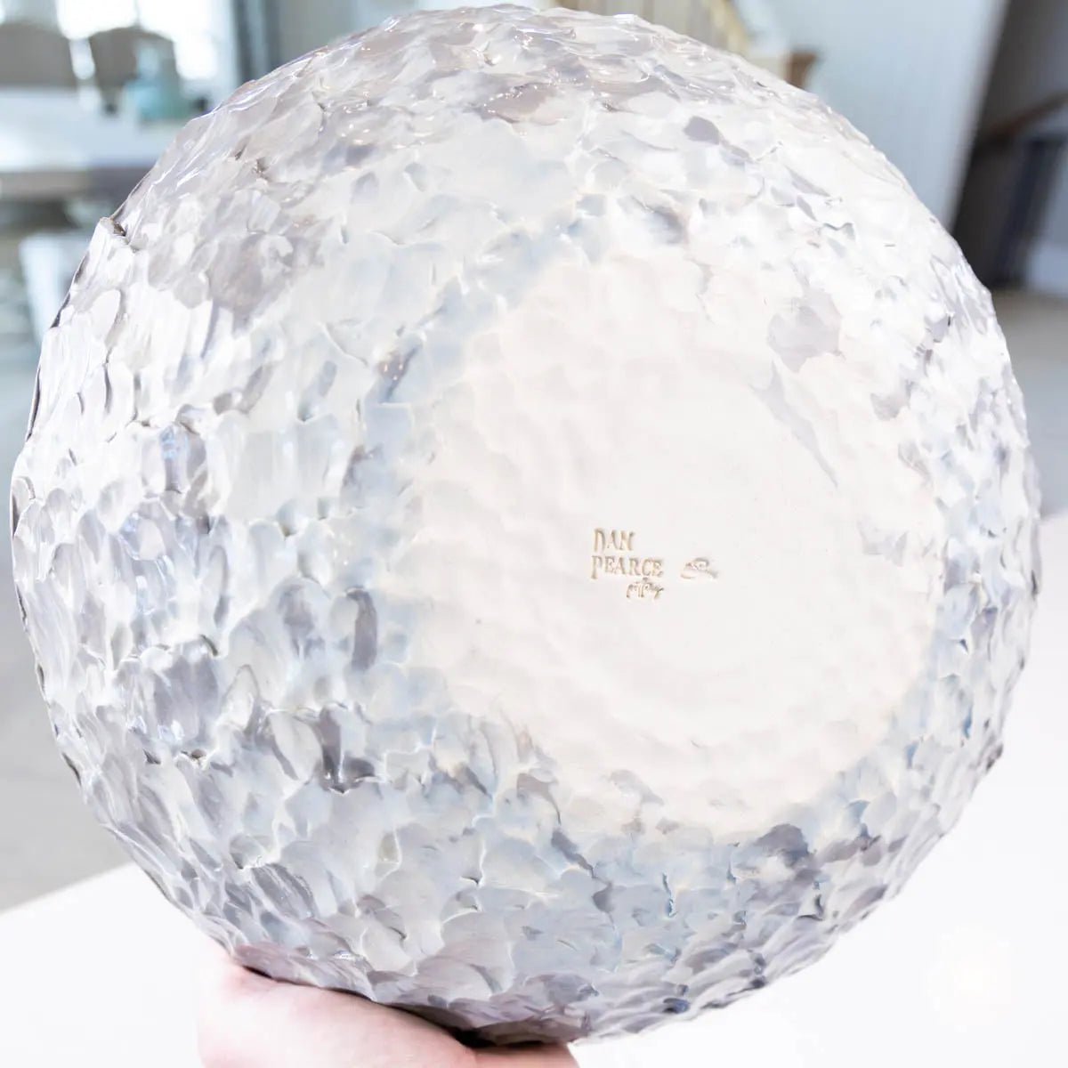 XXL Gray Stoneware Serving Bowl with Rainbow Design - Alchemy Collection | Decorative Bowl for Dining, Kitchen & Home Decor