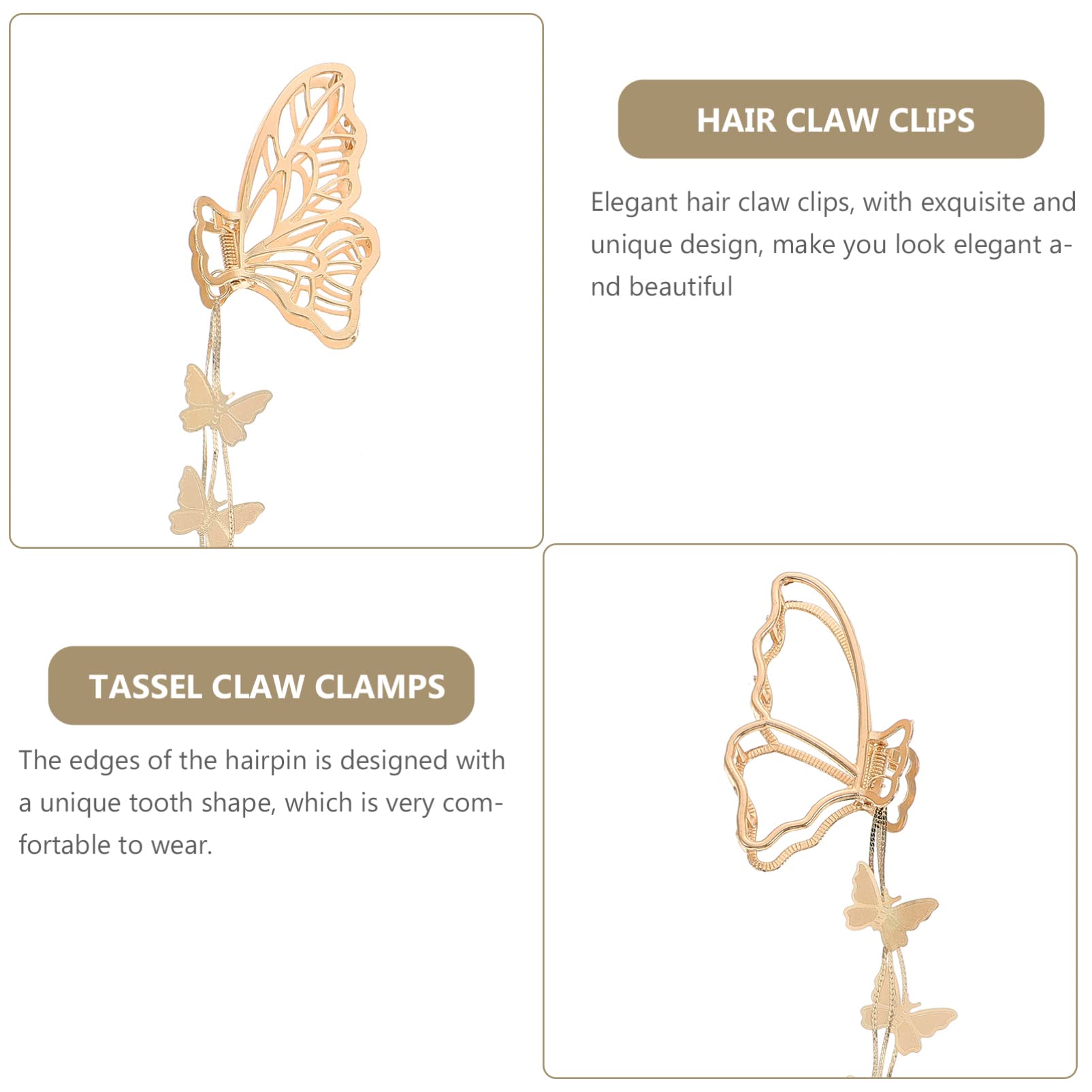 KALLORY Gold Butterfly Hair Clips for Women & Girls - 4PCS Hair Styling Accessories for Thick Hair, Perfect for Weddings, Parties & Everyday Use