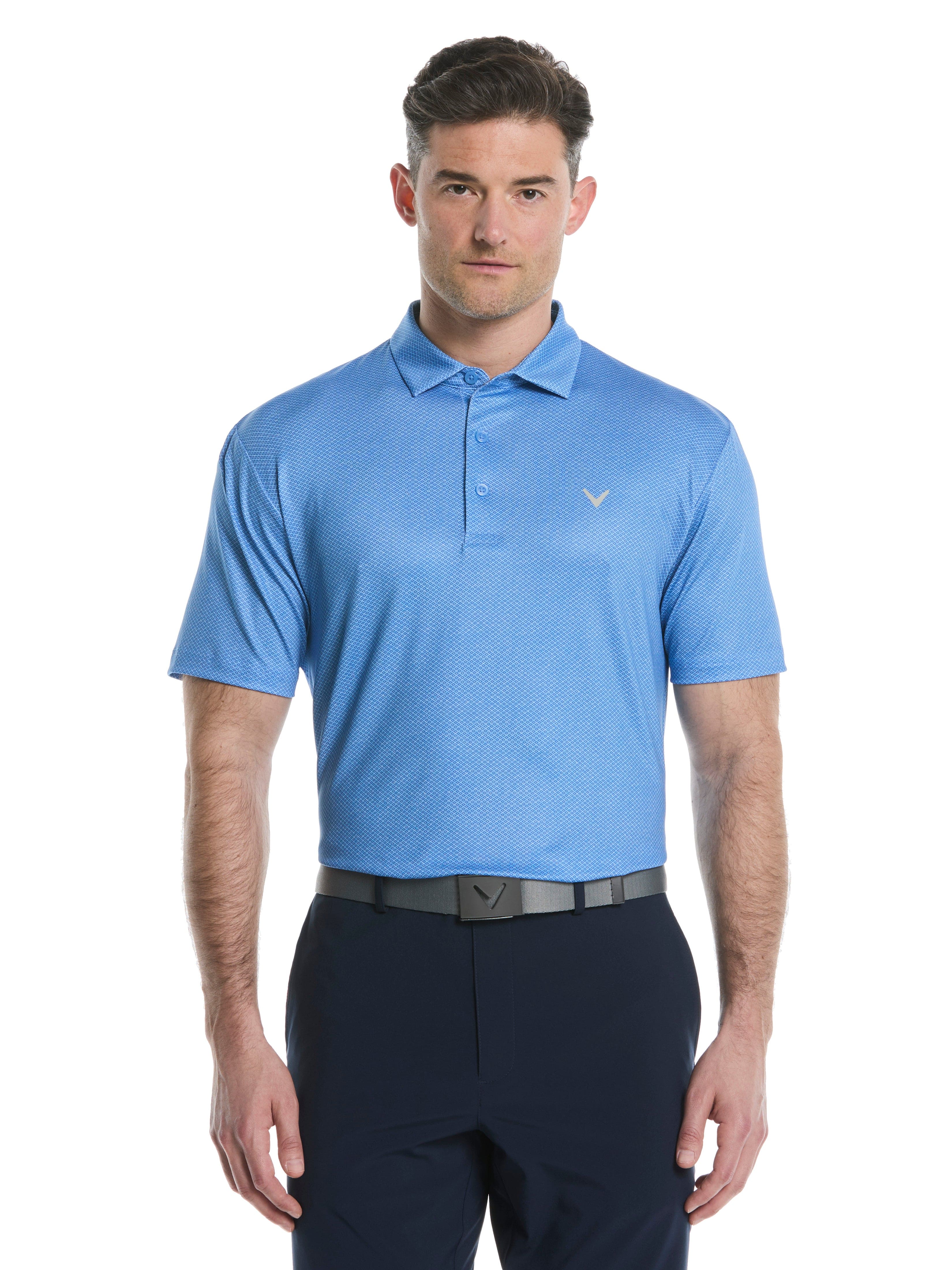 Men's Heather Geo Print Golf Polo Shirt - Breathable Quick-Dry Performance Tee for Golf, Casual Wear & Outdoor Activities