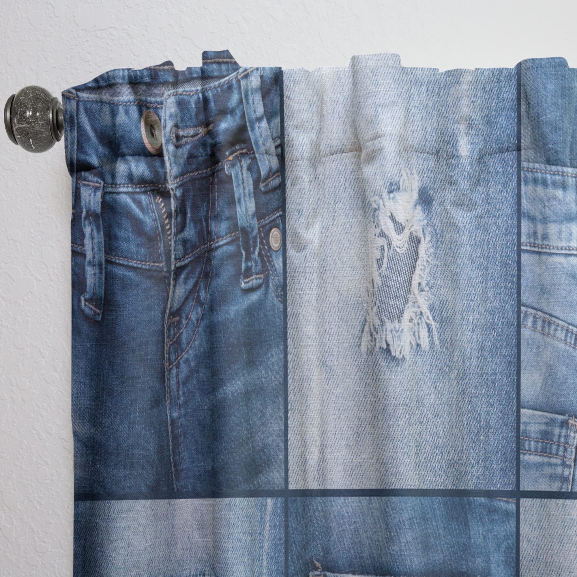 DesignQ Blue Jeans Thermal Insulated Curtains - Single Panel 52x63 - Blackout Drapes for Bedroom & Living Room - Perfect for Home Decor & Light Control
