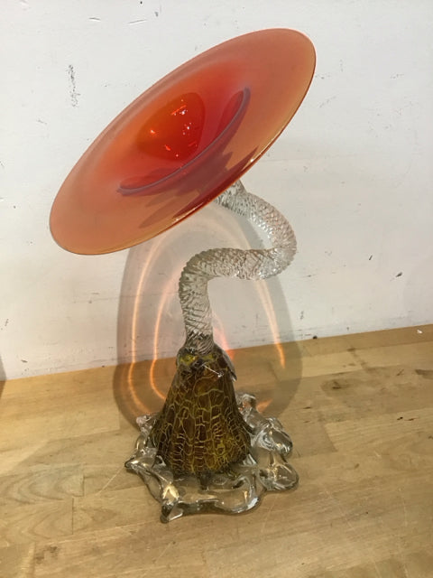 15.5 Inch Abstract Art Glass Vase - Handcrafted Modern Decorative Piece for Home & Office Decor | Perfect for Living Room, Dining Table, or Gift Giving