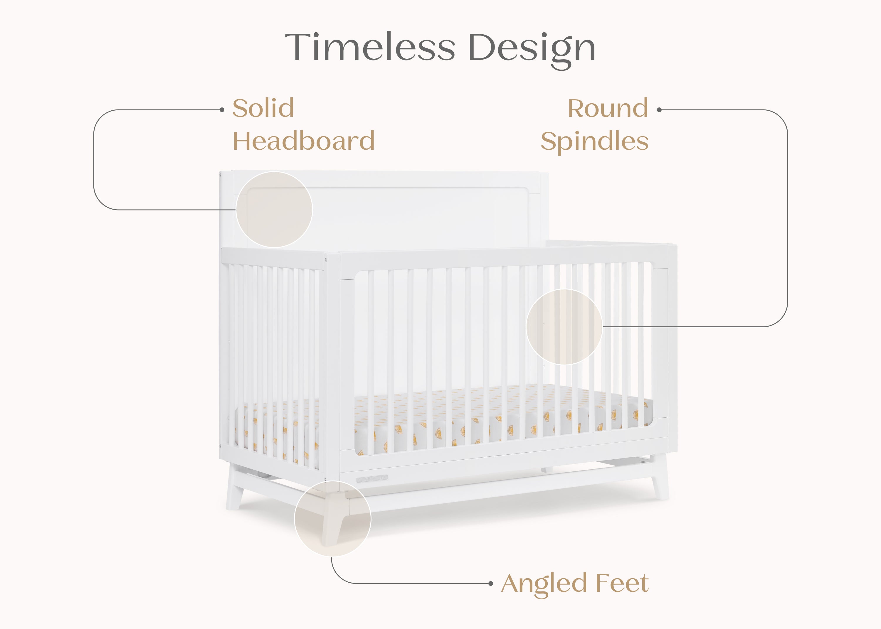 Convertible 6-in-1 Baby Crib by Spencer - Nursery Furniture That Grows with Your Child from Newborn to Toddler Bed