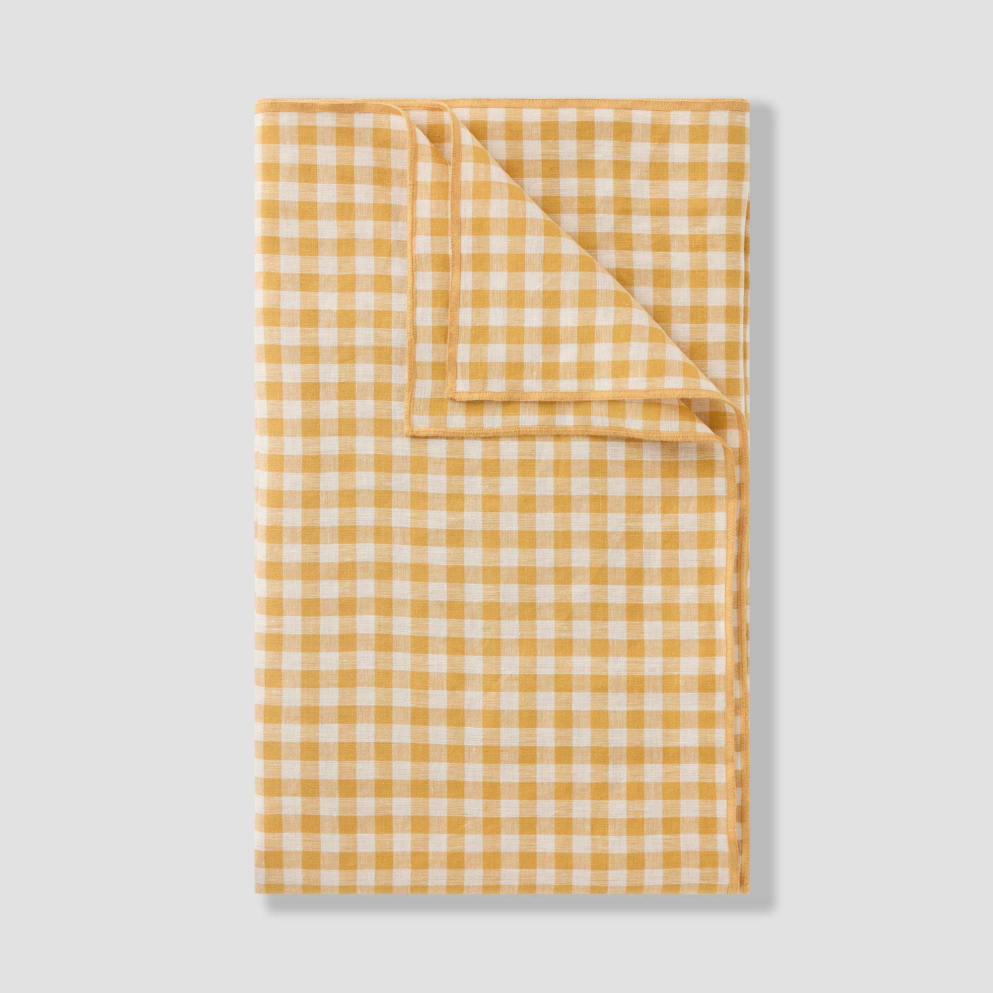 Premium 100% Linen Tablecloth - Honey Gingham Checkered Pattern - Washable & Wrinkle-Resistant for Dining Room, Picnic, and Outdoor Party Decor