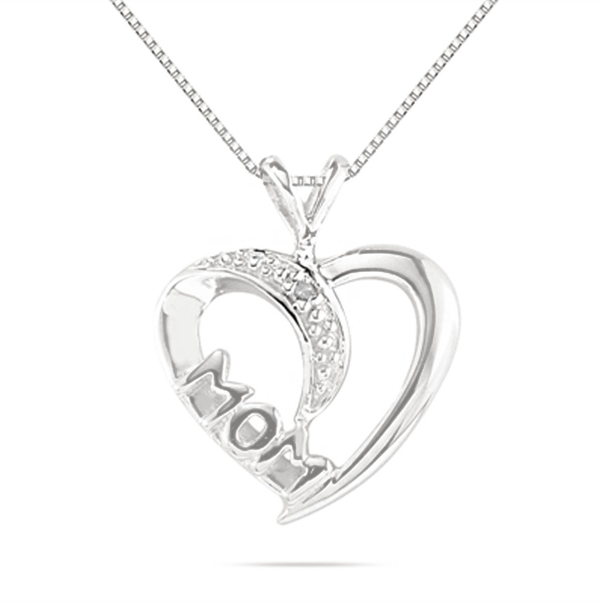 0.005 Carat Diamond Heart Pendant Necklace - 10K Gold Prong Setting with 18
