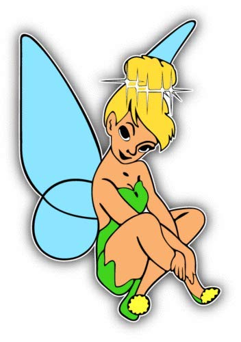 Tinkerbell Sitting Cartoon Sticker - Waterproof Vinyl Decal for Cars, Trucks, Laptops, Windows & Walls - Perfect for Disney Fans & Car Enthusiasts