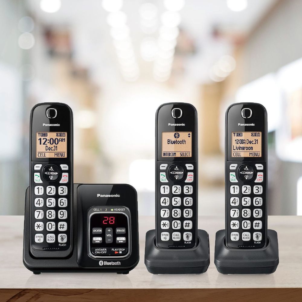 Refurbished PANASONIC KXTG273C 3-Handset DECT 6.0 Cordless Phone with Digital Answering System & Caller ID - Home Essentials Warranty - Perfect for Home Office, Small Business & Elderly Use