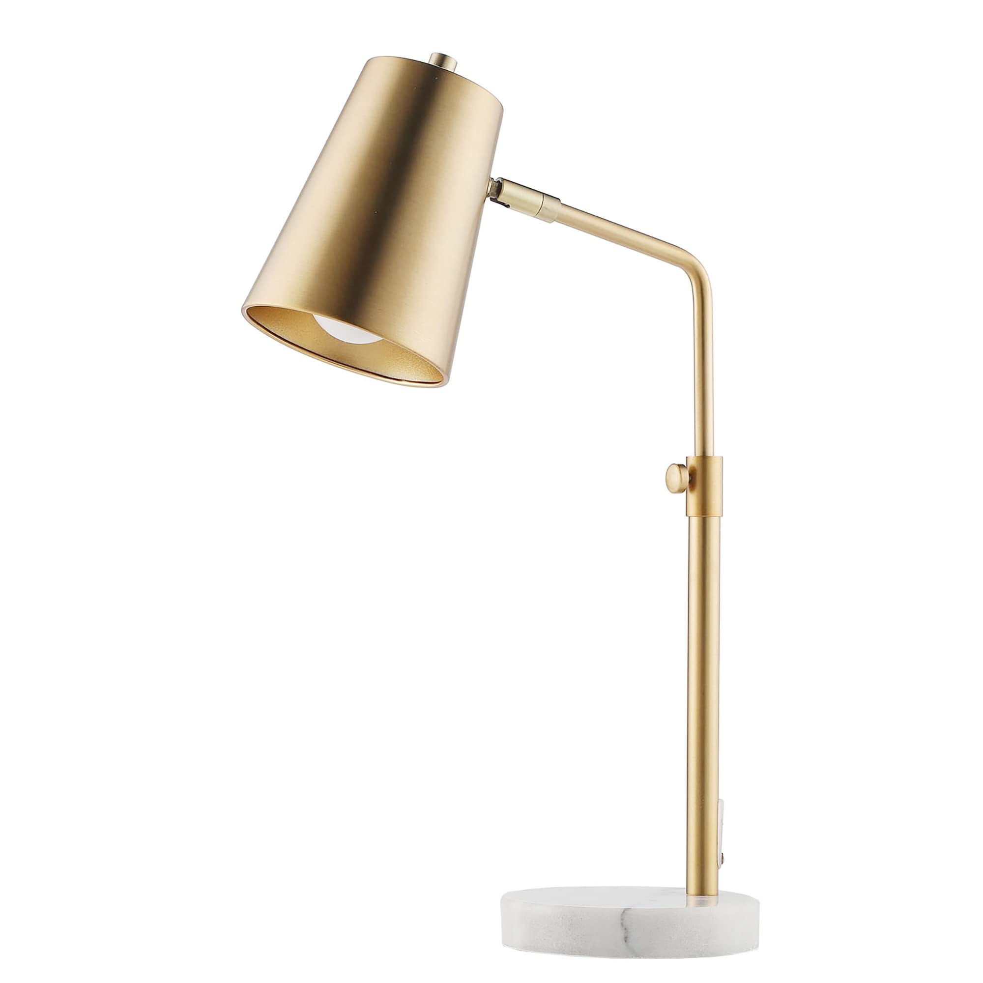 VONLUCE Vintage Gold LED Table Lamp with Marble Base & Brass Shade - 20