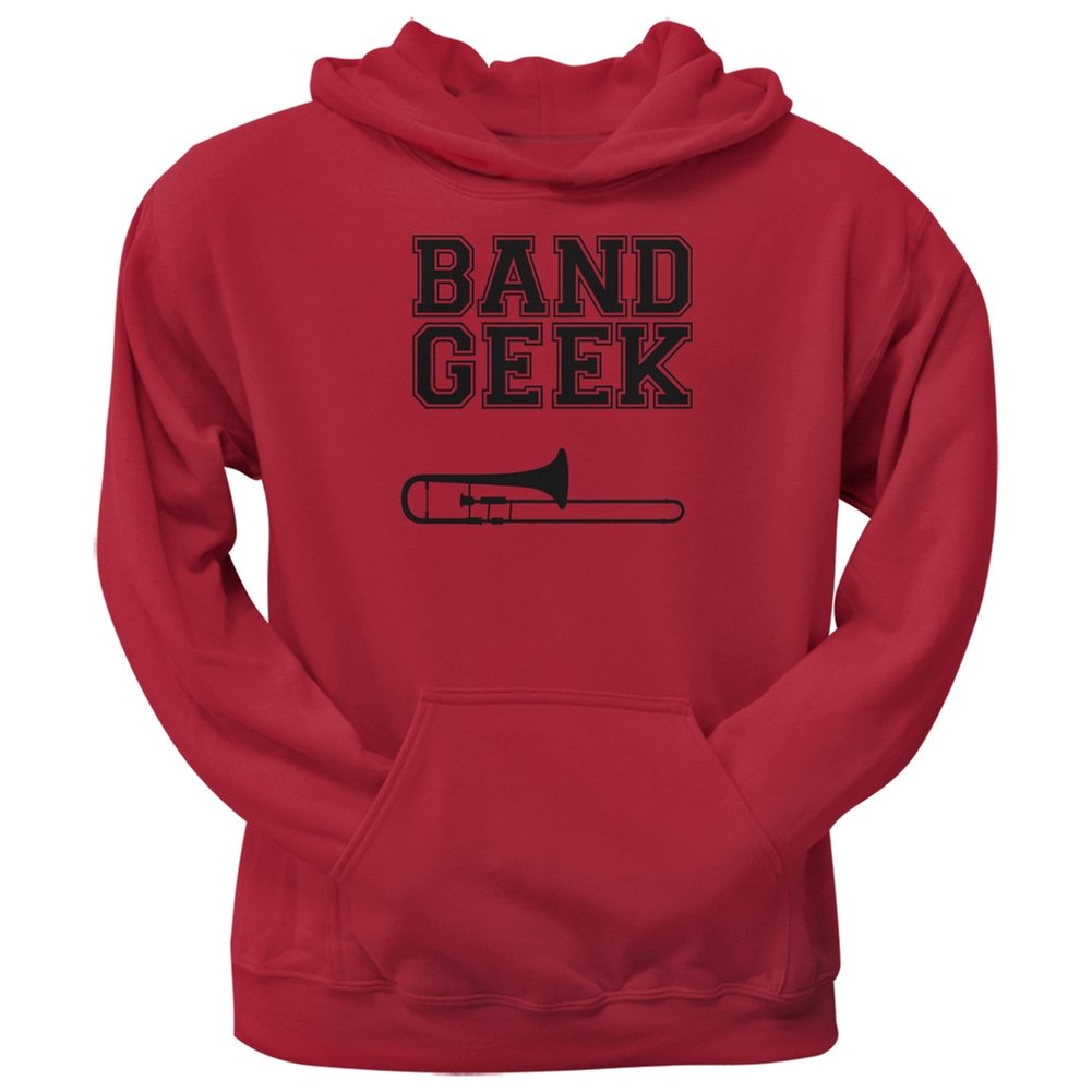 Band Geek Trombone Red Adult Hoodie - Comfortable Music Lover Sweatshirt for Musicians & Orchestra Fans - Perfect for Rehearsals, Concerts & Casual Wear