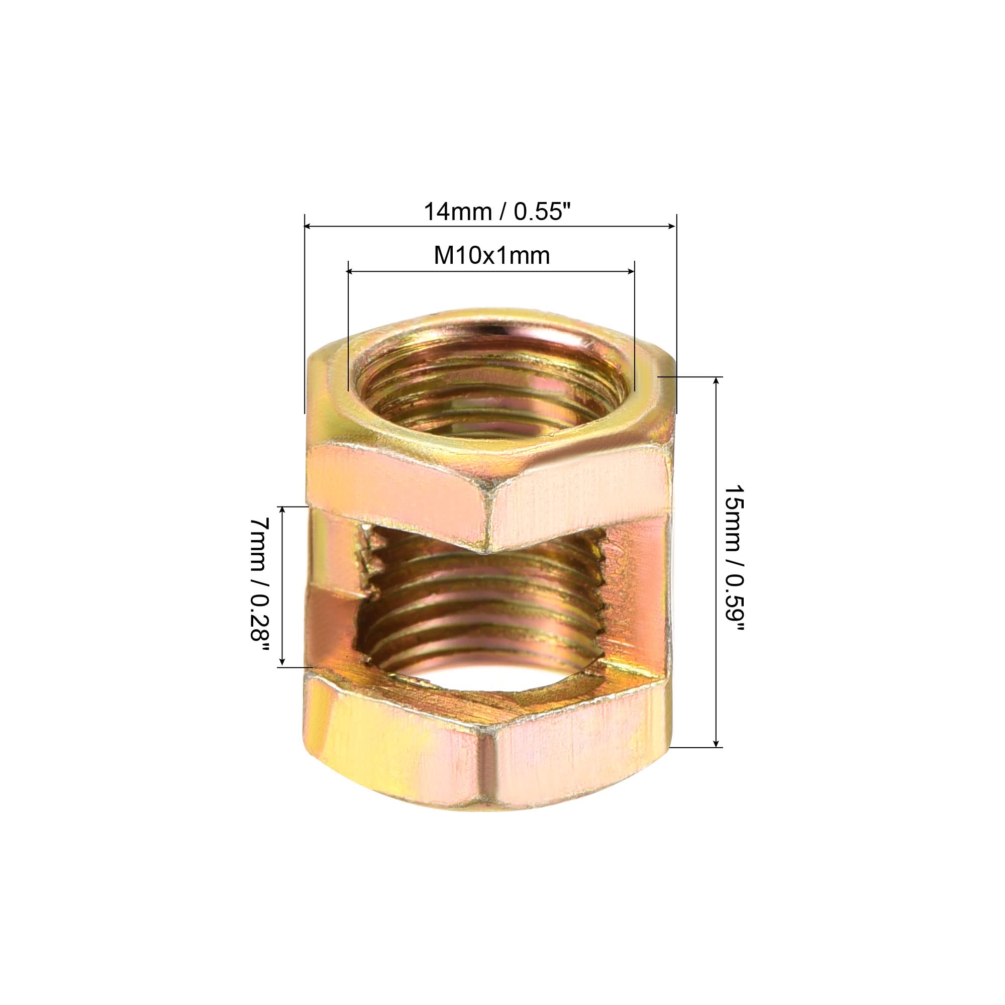Meccanity M10 Hexagon Nut 15mm Height Zinc Plated Iron - 10 Pack for Lamp Pipe Repair & DIY Lighting Projects | Durable Hardware for Home & Workshop Use