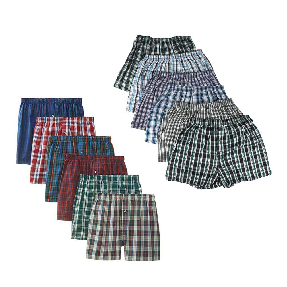 Men's Cotton Blend Checker Plaid Boxer Shorts - Breathable Comfort Underwear for Casual Wear & Lounge
