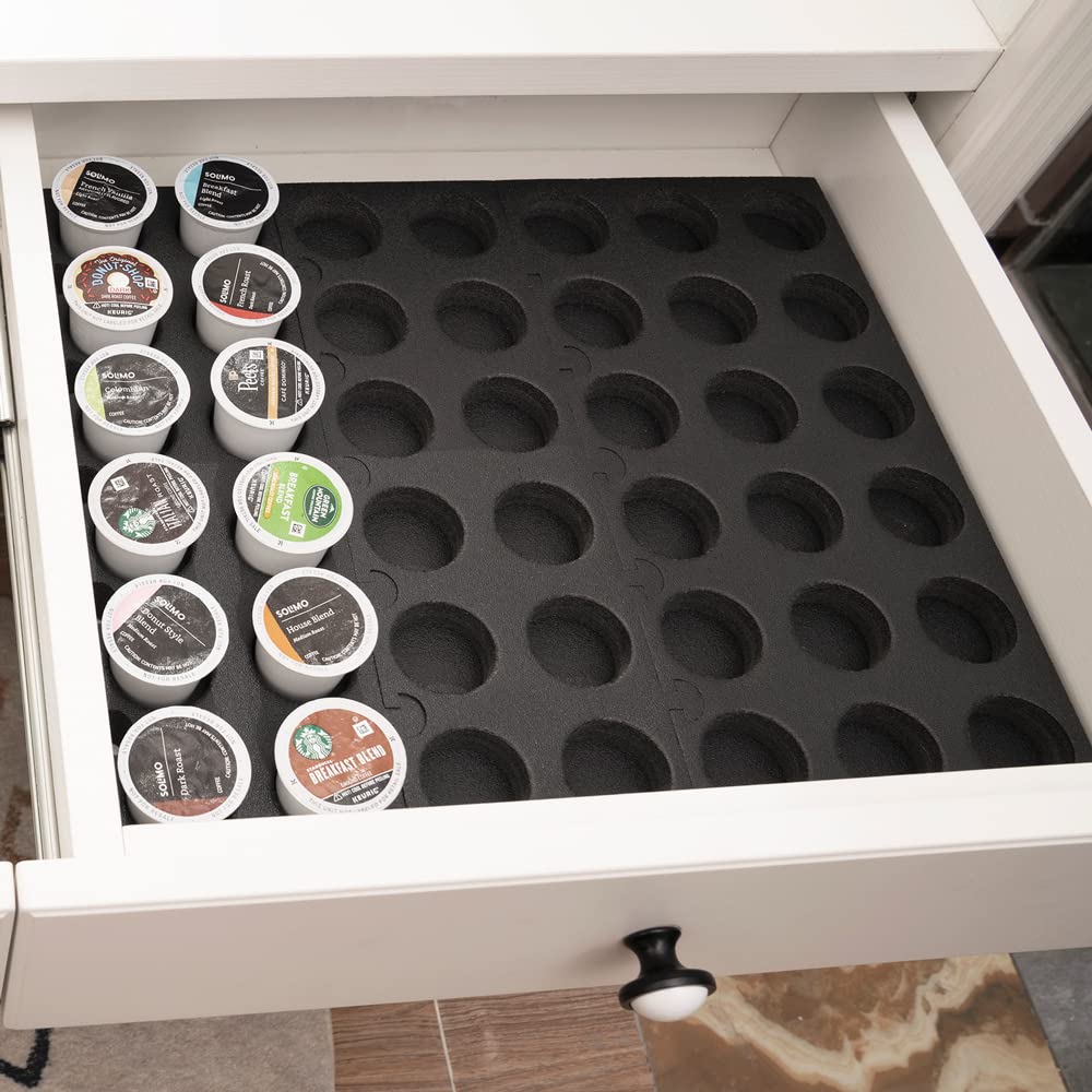 60-Count Coffee Pod Holder Organizer Tray - DIY Drawer Storage for Keurig K-Cups & Nespresso Capsules - Perfect for Kitchen Countertop & Office Coffee Station