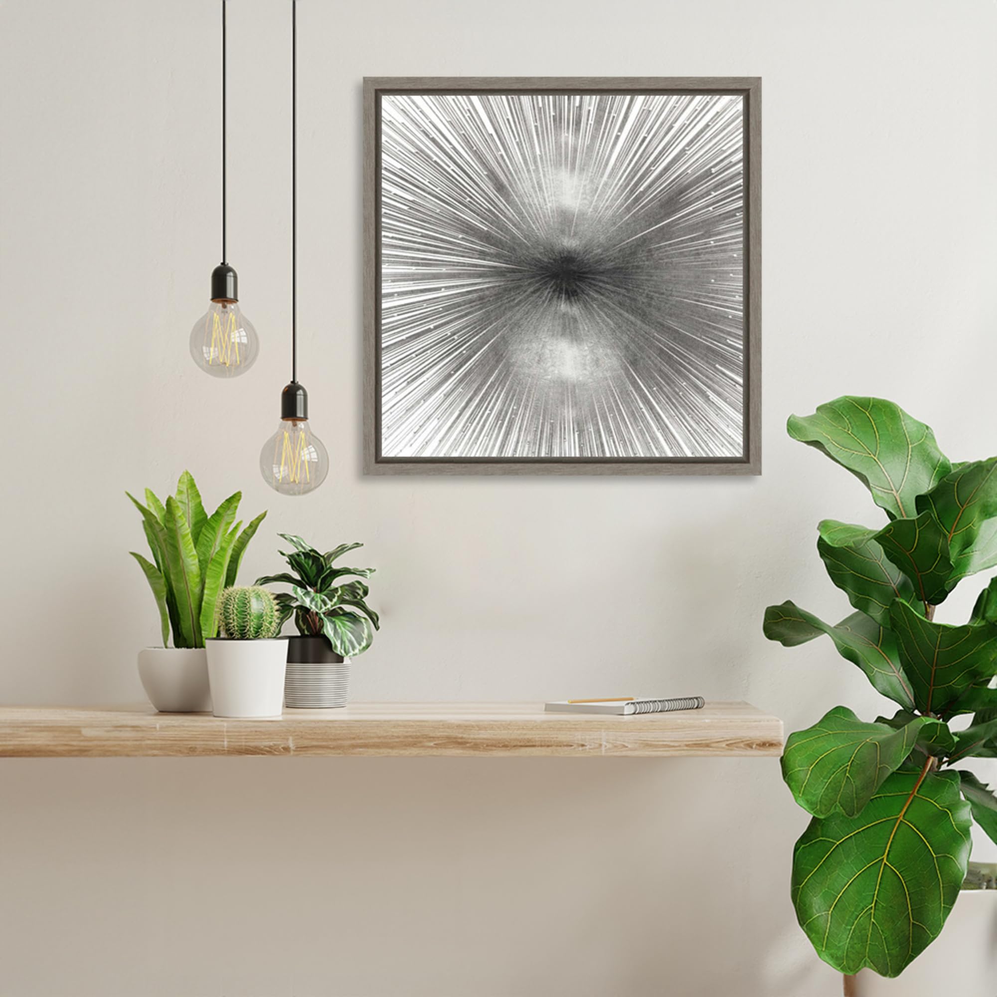 Amanti Art 16x16 Inch Framed Canvas Wall Art - Radiant Silver Abstract Painting by Abby Young, Country Rustic Decor for Living Room, Bedroom, Bathroom | Perfect for Home, Office & Gift Giving