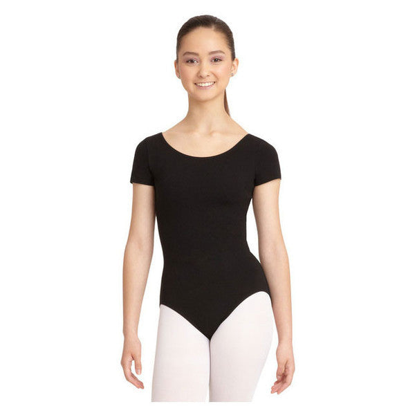 Mondor Black Short Sleeve Leotard for Ballet, Dance & Gymnastics - Comfortable Stretch Fabric for Performances & Practice