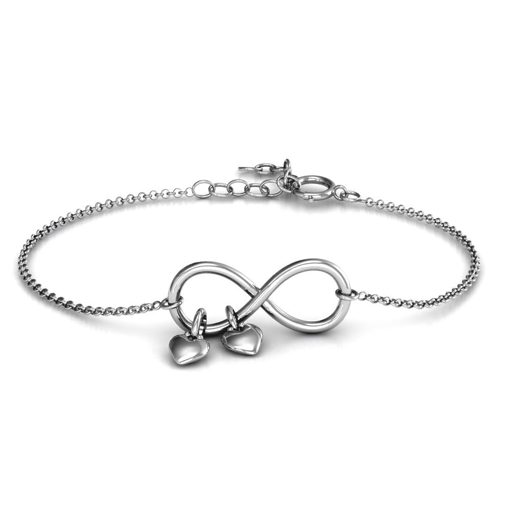 JEWLR Engravable Heart Charm Infinity Bracelet - Classic Adjustable Jewelry for Women, Gift for Her, Anniversary, Valentine's Day