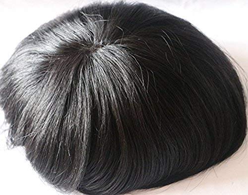 Stylazo 100% Natural Human Hair Toupee for Men - Monofilament Wig in 9x7 Inch (Natural Black) & 7x5 Inch (Dark Brown/Natural Black) - Realistic Hair Replacement System for Thinning Hair & Baldness - Perfect for Daily Wear, Special Occasions & Confidence Boosting