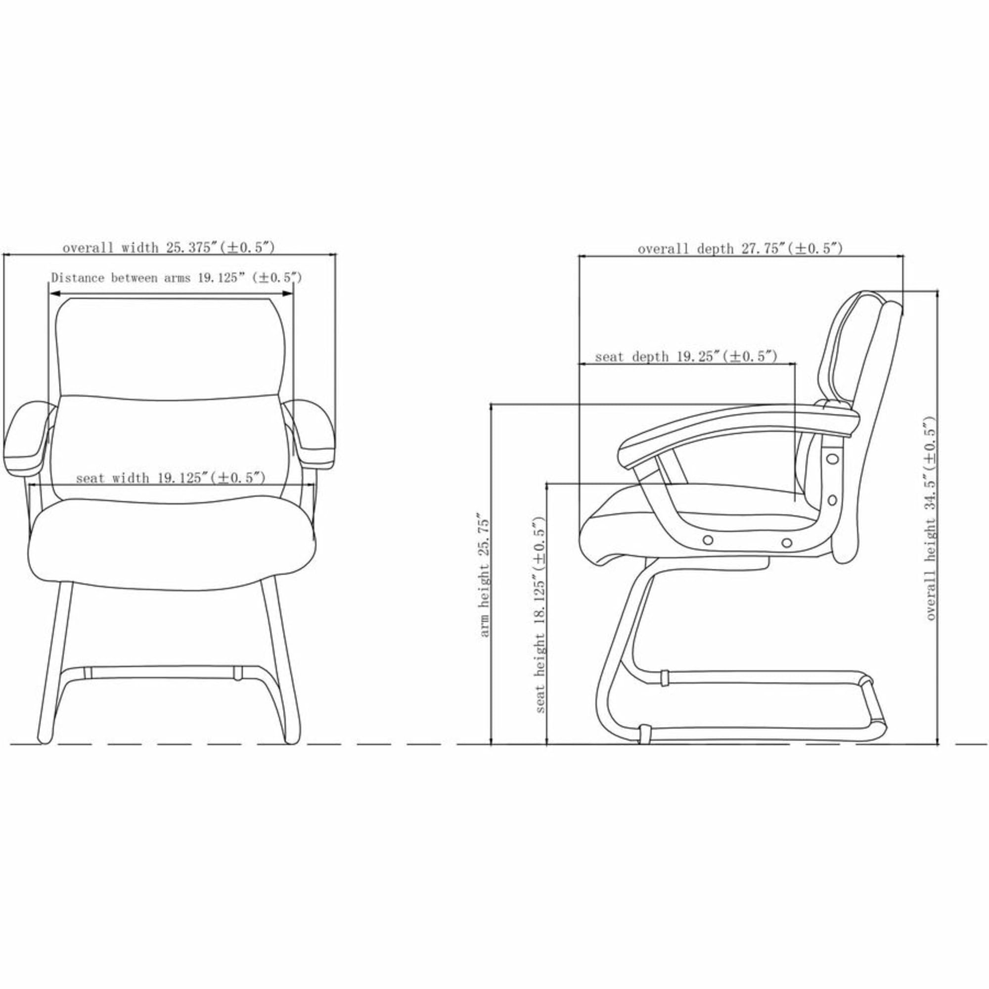 Lorell Sled Base Leather Guest Chair - Black Office Chair for Conference Room, Reception & Waiting Area - Ergonomic Executive Chair with Durable Leather Upholstery