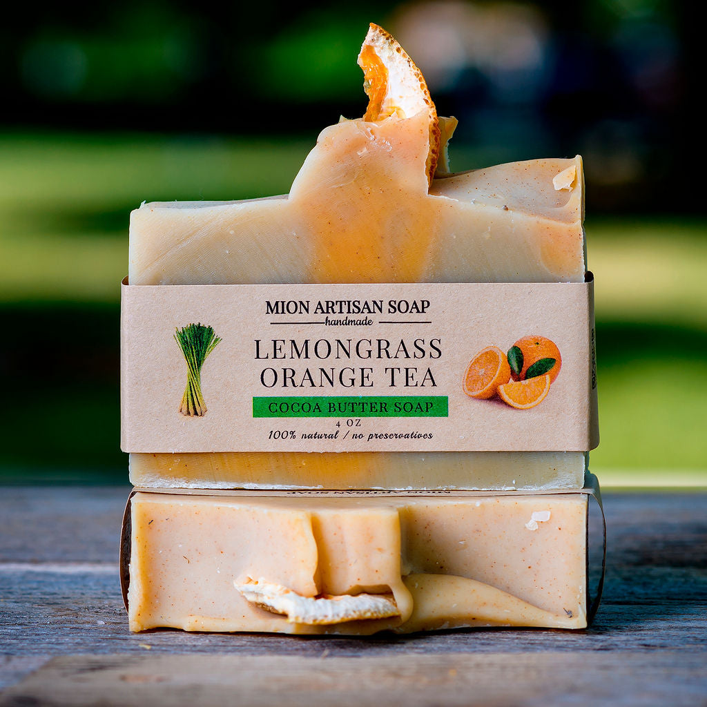 Organic Lemongrass & Orange Tea Infused Cocoa Butter Soap Bar - Moisturizing Handmade Soap for Dry Skin, Aromatherapy & Relaxation | Perfect for Spa Day, Gift Sets & Self-Care Routine