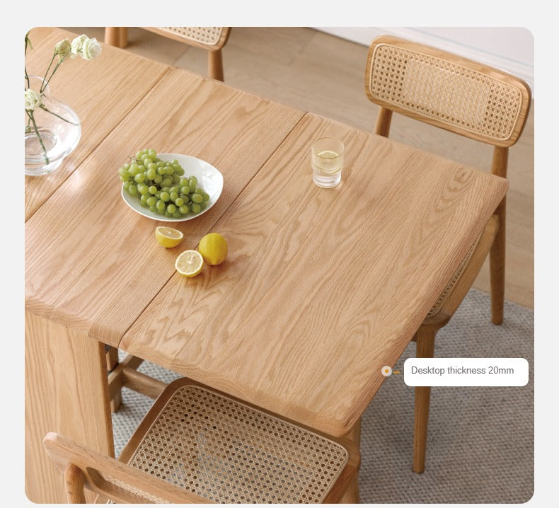 Solid Oak Folding Dining Table - Extendable Wooden Table for Small Spaces | Perfect for Apartments, Patios & Outdoor Entertaining