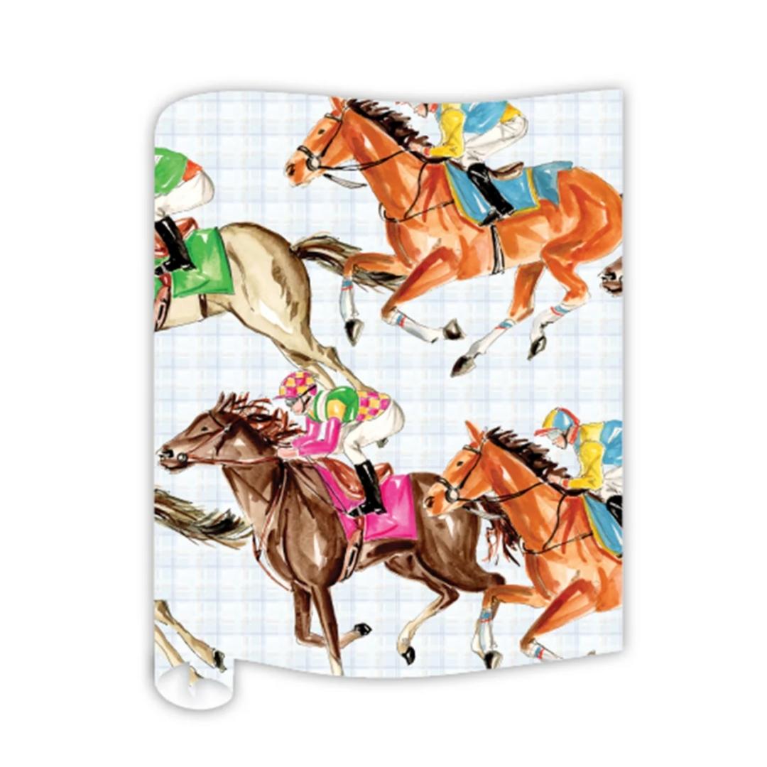 Derby Racehorses Table Runner - 20 x 12 Inches - Elegant Horse Racing Themed Dining Table Decor for Derby Parties & Equestrian Events