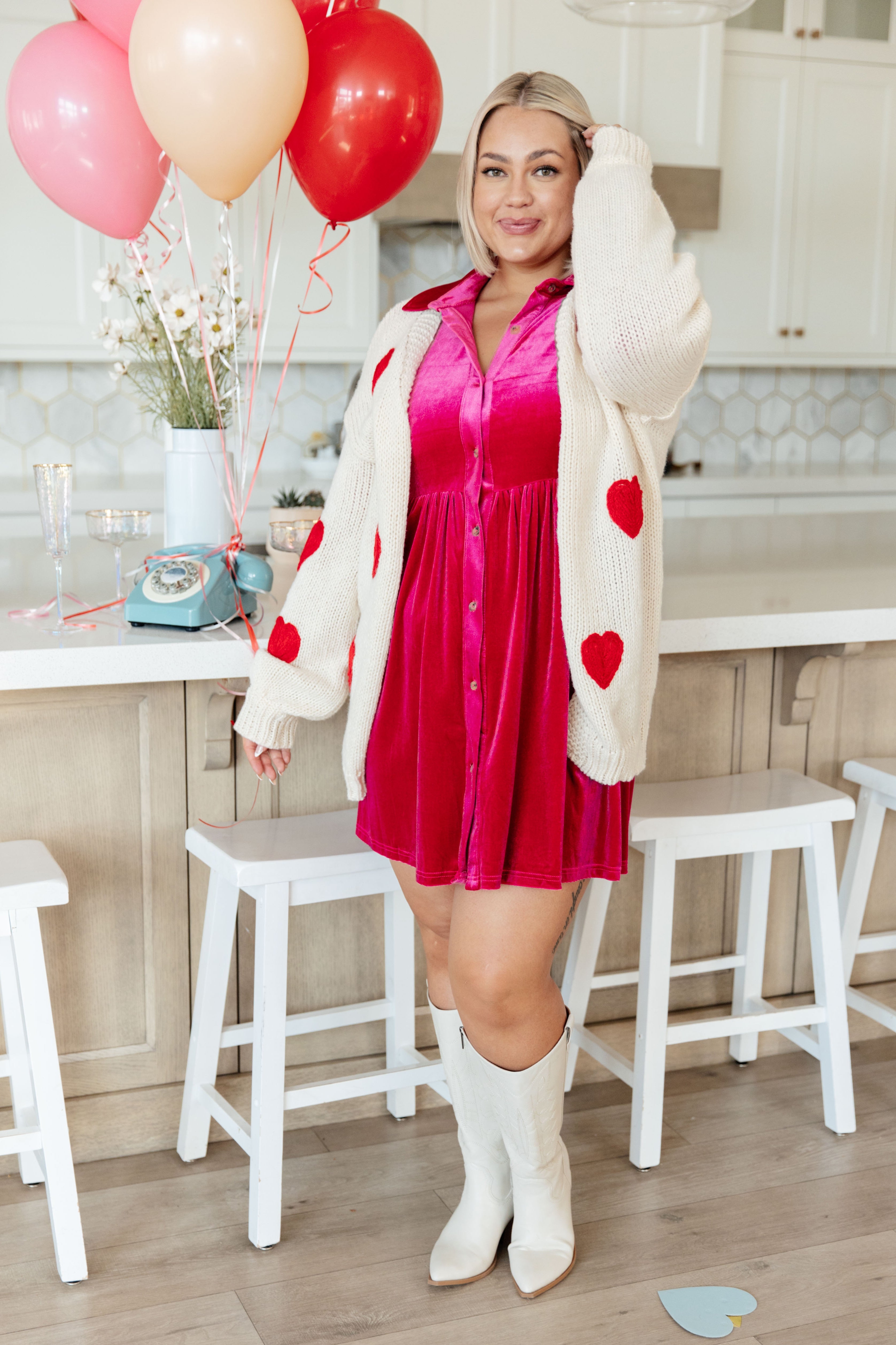 Heart Eyes Cardigan for Women - Cute & Cozy Knit Sweater for Fall & Winter | Perfect for Casual Outfits, Dates, and Layering