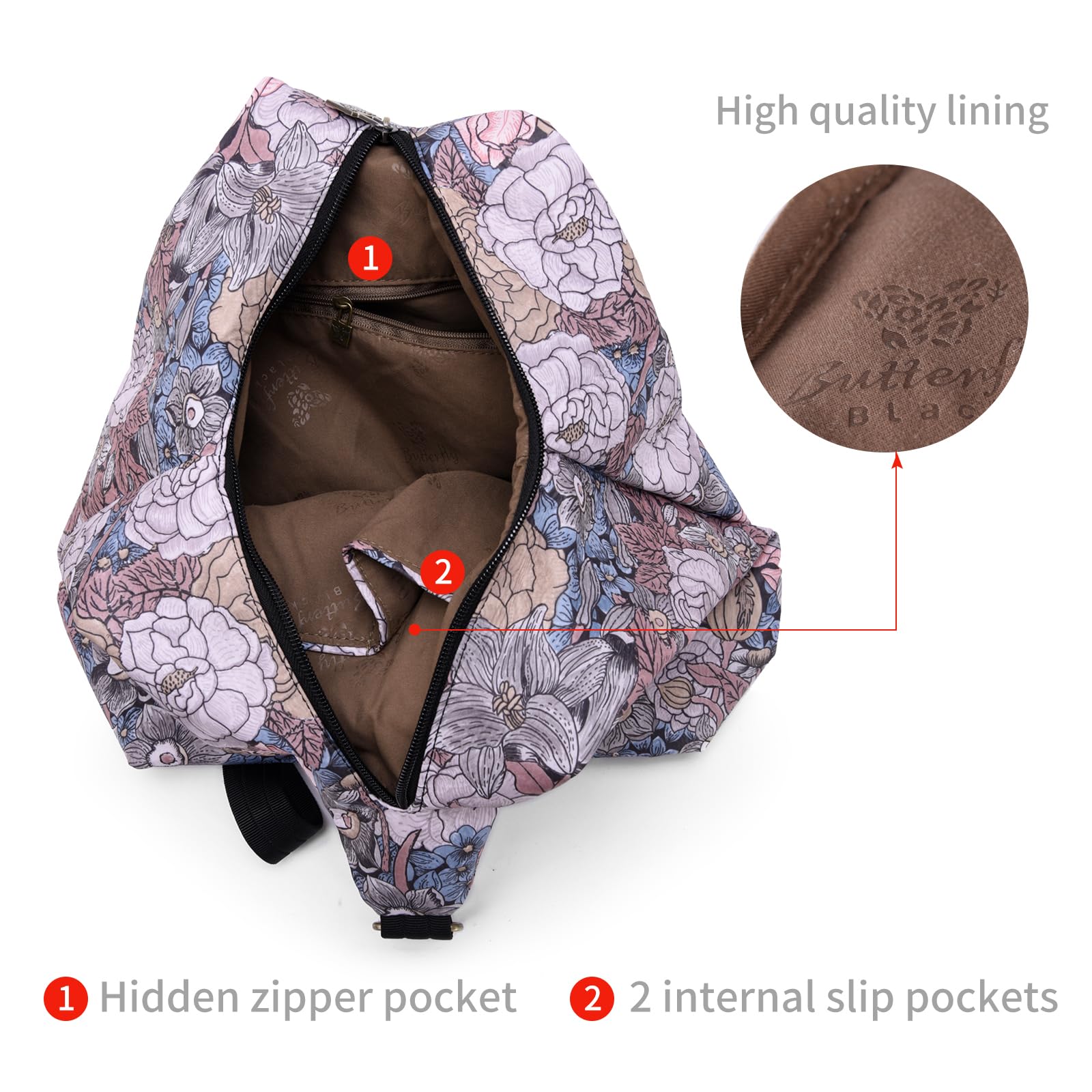 Black Butterfly Premium Women's Backpack - Stylish Bohemian Fashion Daypack, Small Casual Purse Backpack (07-Grey) | Perfect for Travel, Work & Everyday Use