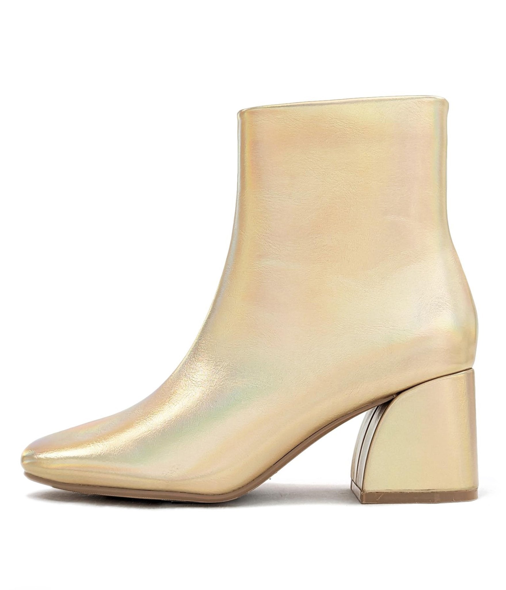 Iridescent Gold Booties for Women - Stylish Metallic Ankle Boots for Party, Night Out & Special Occasions