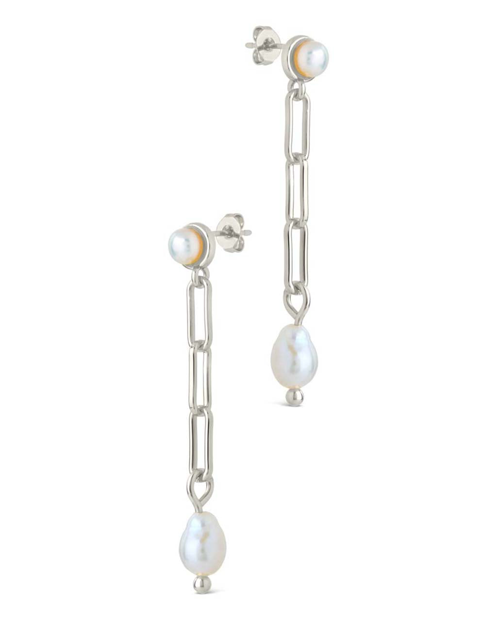 Fayelynn Pearl and Chain Drop Stud Earrings for Women - Elegant Dangle Earrings for Party, Wedding, and Everyday Wear