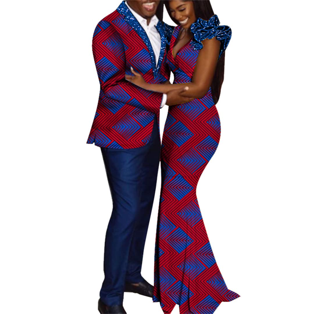African Dashiki Couple Outfits for Lovers - Matching Men's Tops & Pants + Women's Dress Sets in XXL Size 11 | Perfect for Valentine's Day, Anniversary Gifts, and Cultural Celebrations