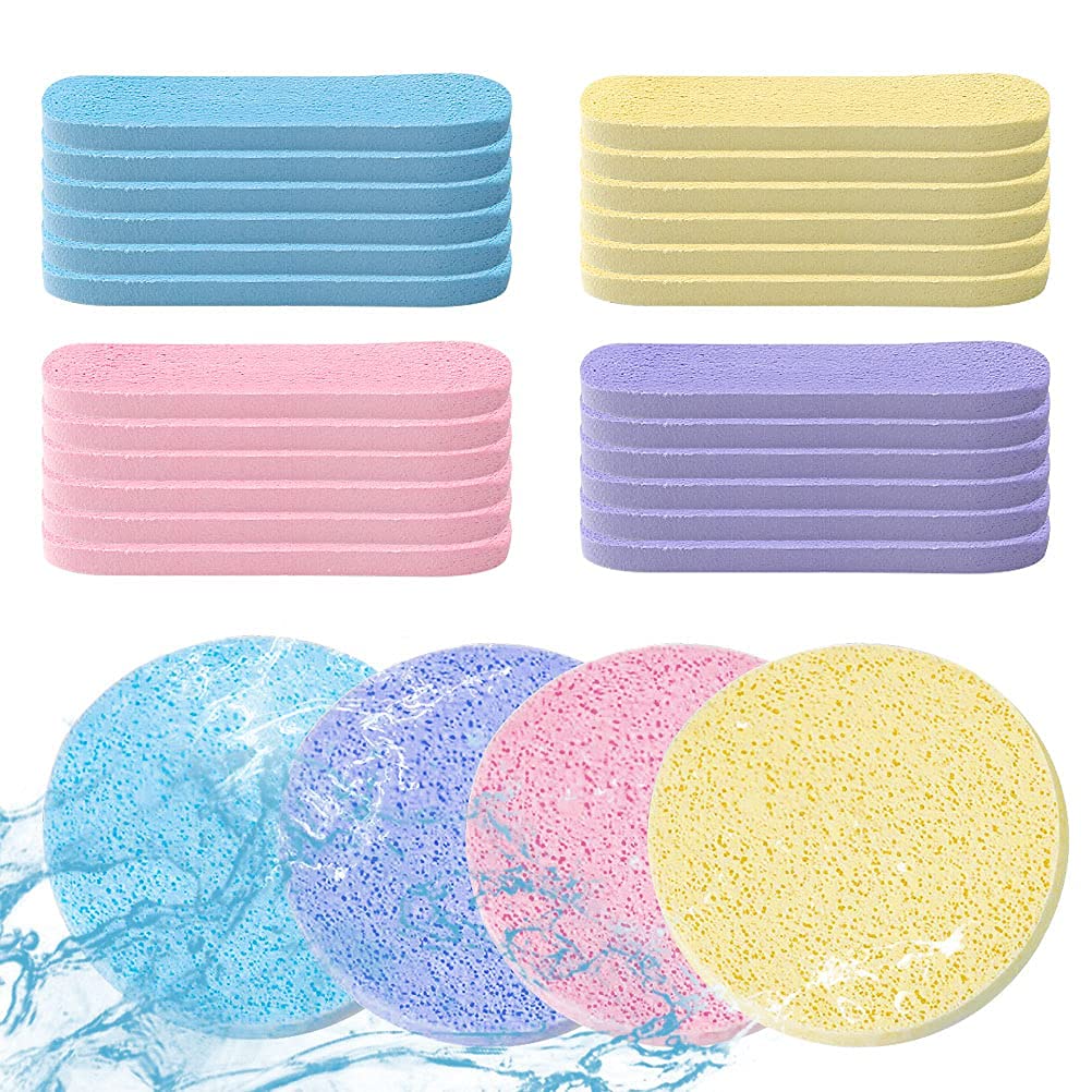 12-Piece Compressed Facial Sponges for Cleansing & Makeup Removal | Soft Exfoliating Wash Sponge Pads for Women & Girls | Includes 1 Blackhead Nose Strip | Perfect for Daily Skincare & Travel