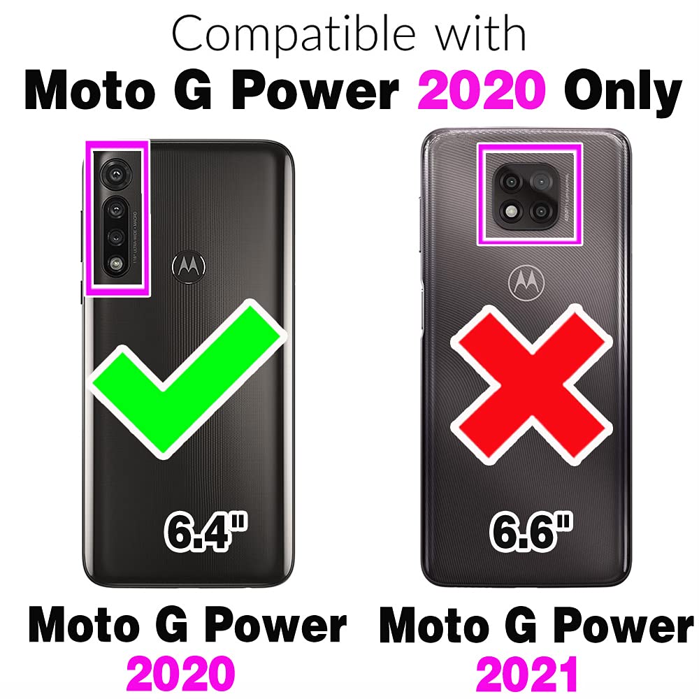 Asuwish Moto G Power 2020 Wallet Case with Screen Protector & Wrist Strap - Gray Phone Cover for Men & Women, Perfect for Daily Use & Travel