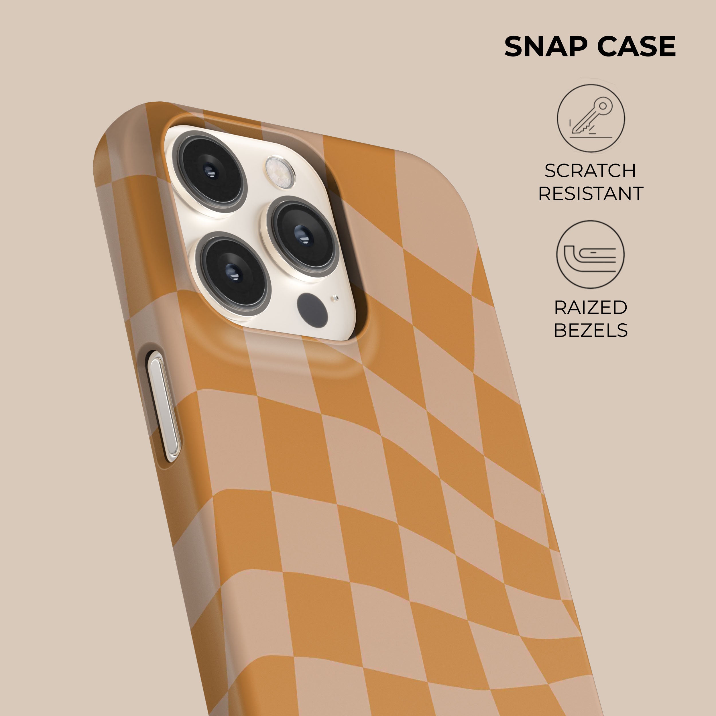 Orange Wave Checkered Phone Case - Trendy Protective Cover for iPhone & Android - Perfect for Everyday Use, Travel & Fashion Accessories