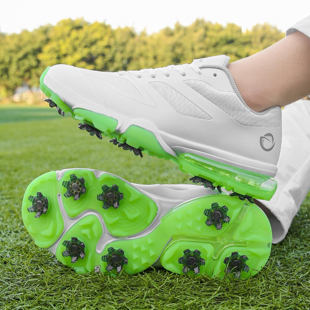 THESTRON Men's Professional Golf Shoes with 8 Spikes - Lightweight Waterproof Outdoor Golf Sneakers for Men - Perfect for Golf Courses, Driving Range & Walking on Wet Grass