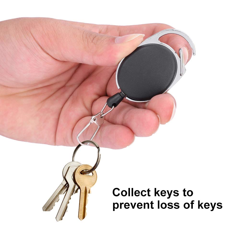 Alomejor Anti-Theft Retractable Keychain Holder with Split Ring - Secure Key Organizer for Outdoor Activities, Hiking, Camping & Travel