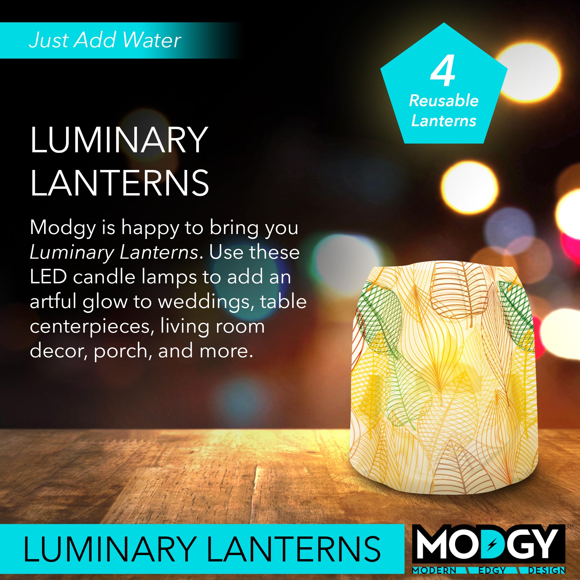 MODGY 4-Pack Floating LED Candles with Batteries - Waterproof Luminary Lanterns for Weddings, Parties, Patio Decor & Outdoor Celebrations - Perfect for Pool, Garden & Table Centerpieces