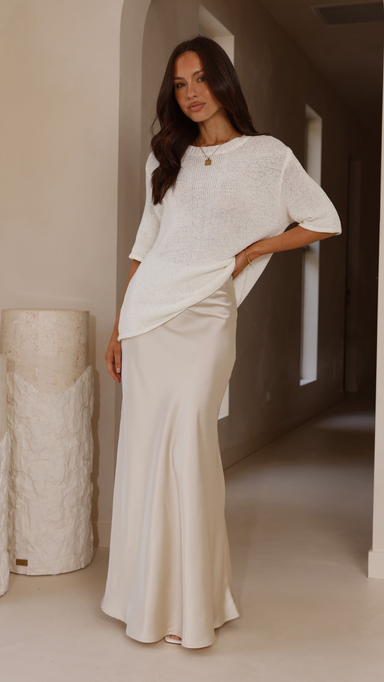 Amara Knit Top for Women - Soft & Comfortable White Sweater | Perfect for Casual Wear, Office & Date Night