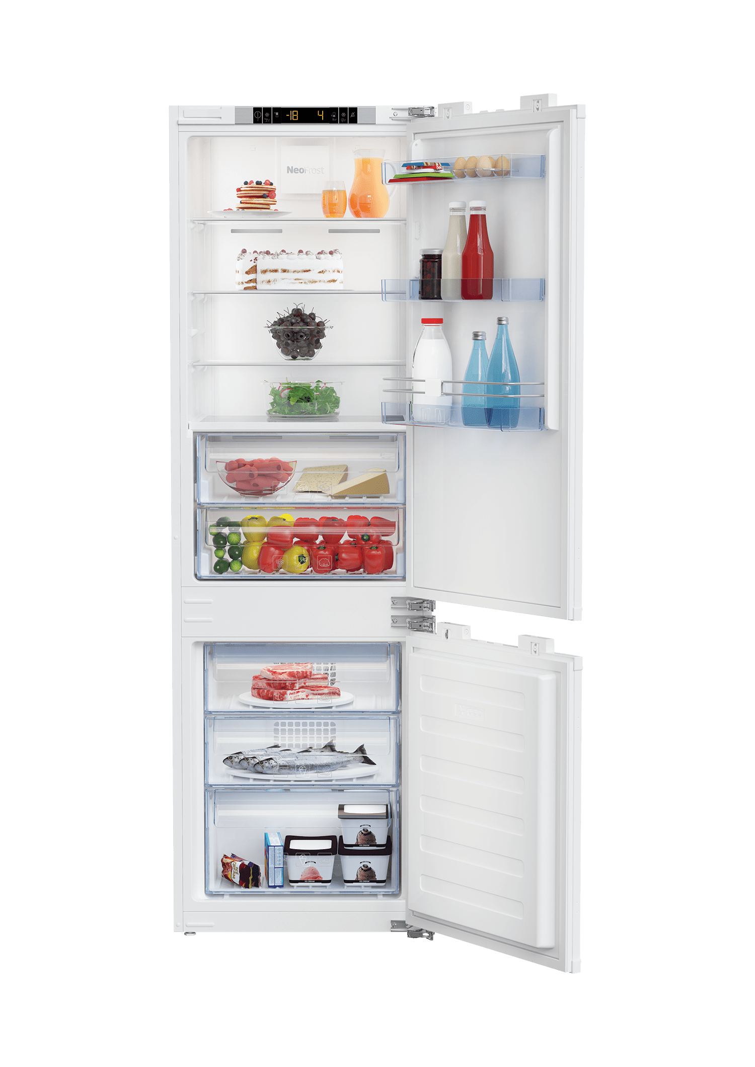 Beko BBBF2410 22 Inch Built-In Bottom Freezer Refrigerator - Energy Efficient Stainless Steel Appliance for Modern Kitchen & Home Use