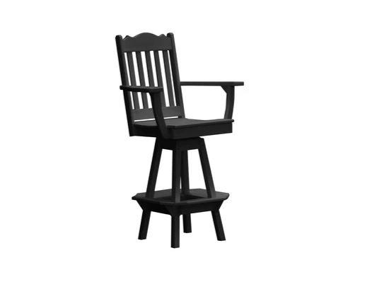 A & L Furniture Royal Swivel Bar Chair with Arms - Modern Counter Height Stool for Kitchen Island, Home Bar & Dining Room - Comfortable Upholstered Seat with 360° Rotation