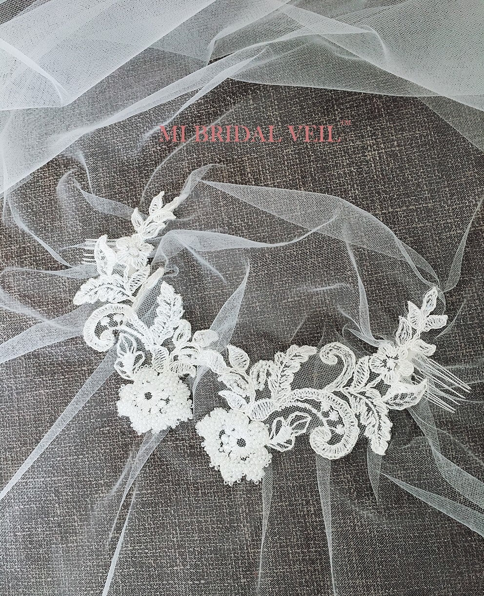 Elegant Beaded Juliet Cap Veil with Lace Trim | Vintage Inspired Wedding Veil for Brides | Perfect for Boho, Classic & Romantic Weddings